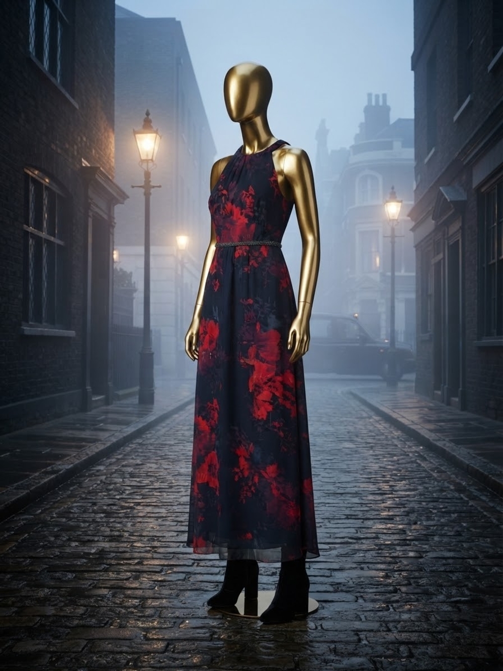 SLNY Floral Maxi Dress in Blue & Red Size 6